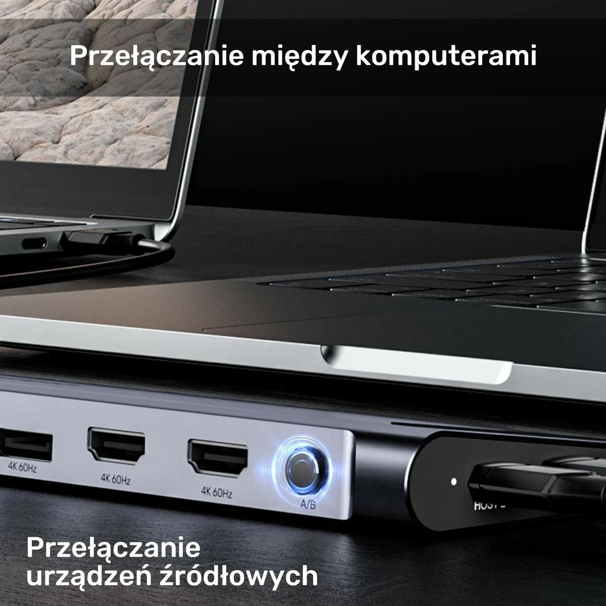 Switch KVM Unitek, 2x HDMI 4K, 1x DisplayPort, USB-C, PD 100W, hiri