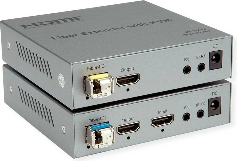 KVM extender ROLINE 14.01.3363, set transmitter/receiver, HDMI 4K 60Hz, fibër optike 20 km
