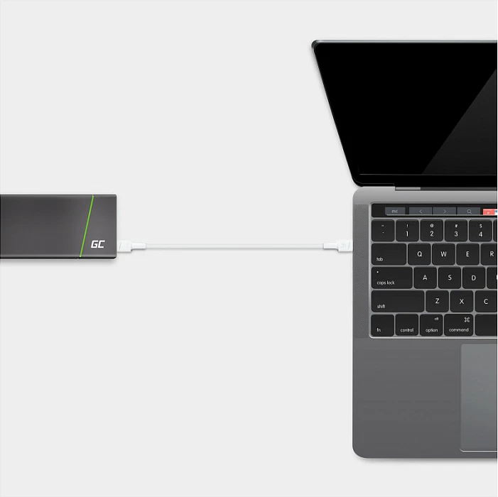 Kabllo USB-C Green Cell, USB-C në USB-C, 30cm, USB PD 60W, e bardhë