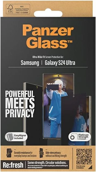 Mbrojtës ekrani PanzerGlass Ultra-Wide Fit Privacy për Samsung Galaxy S24 Ultra, xham i temperuar