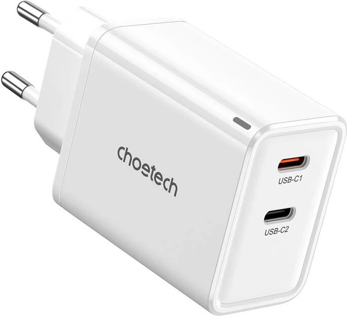 Karikues rrjeti Choetech PD6013, 2x USB-C, 65W, i bardhë