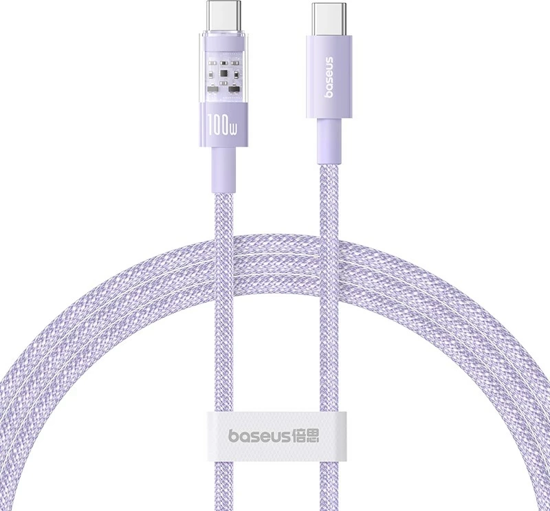 Kabllo Baseus Gem USB C në USB C, 1 m, 100 W, Vjollcë