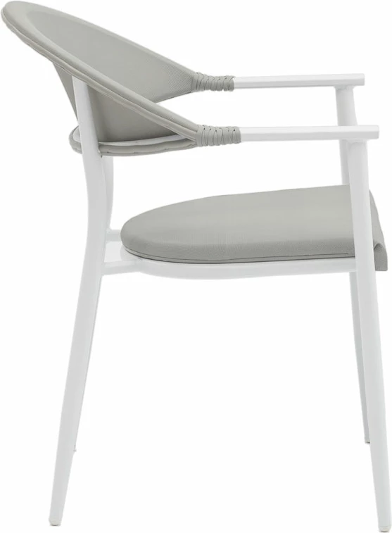 Karrige për kopsht Pino alumini e bardhë-tekstilen gri