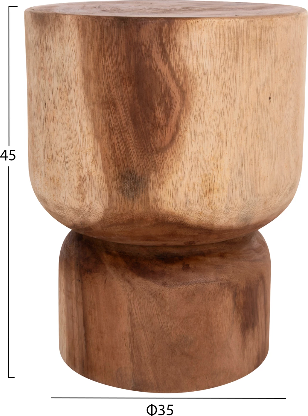 Stool i rrumbullakët FEBRYD, dru suar natyral, FH18233.11, 35x45cm