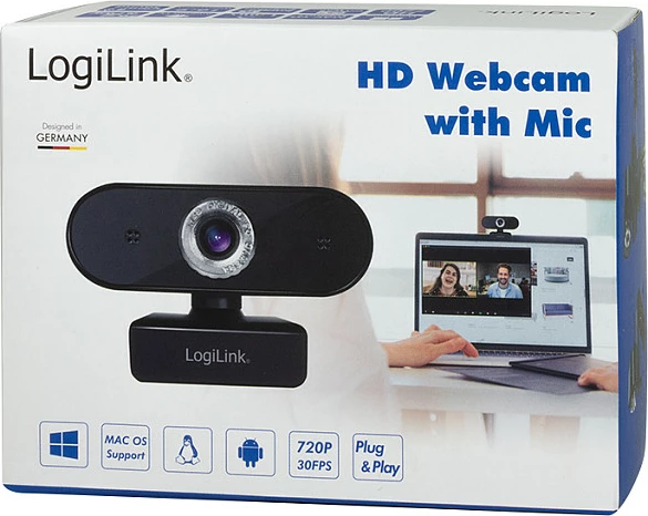 Webkamerë LogiLink HD USB 1280x720 me mikrofon, e zezë