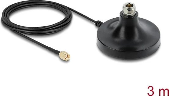 Bazë antene DeLOCK ULA100, N jack në RP-SMA plug, kabllo 3 m, montim magnetik, IP67, e zezë