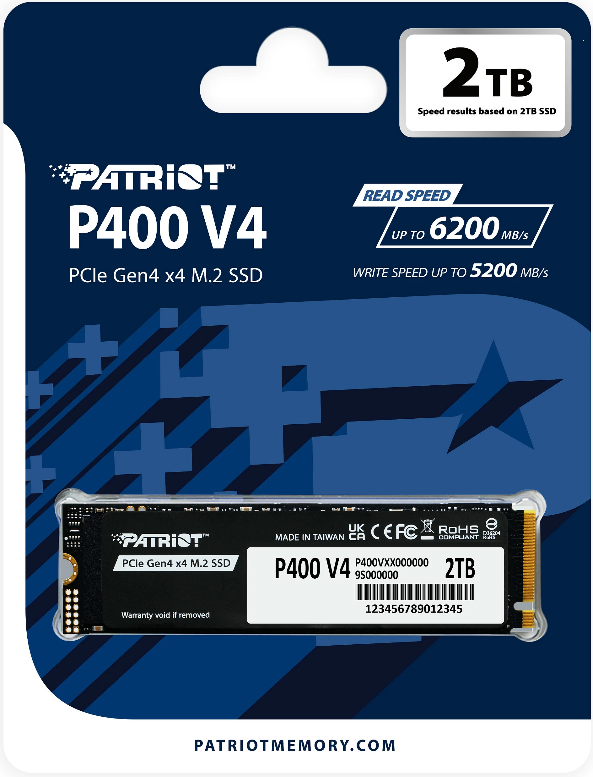 SSD Patriot P400 V4 2TB, M.2 NVMe PCIe 4.0 x4 2280, e zezë