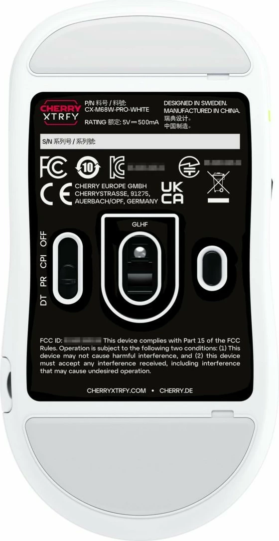 Maus Cherry XTRFY M68 Pro Wireless, 26000 DPI, i zi, i bardhë