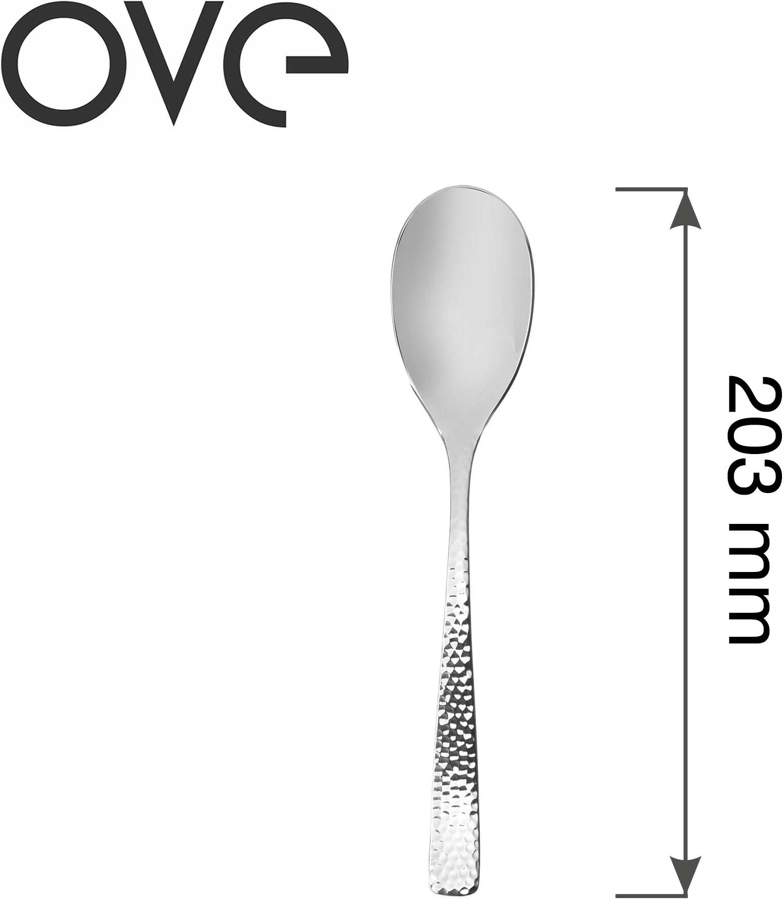 Lugë tavoline OVE Veneto 203 mm, inox 18/10, set 12 copë, argjendtë