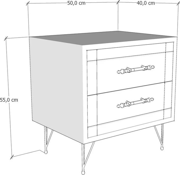 Komodinë nate Hanah Home, gri e çelët, dy sirtarë