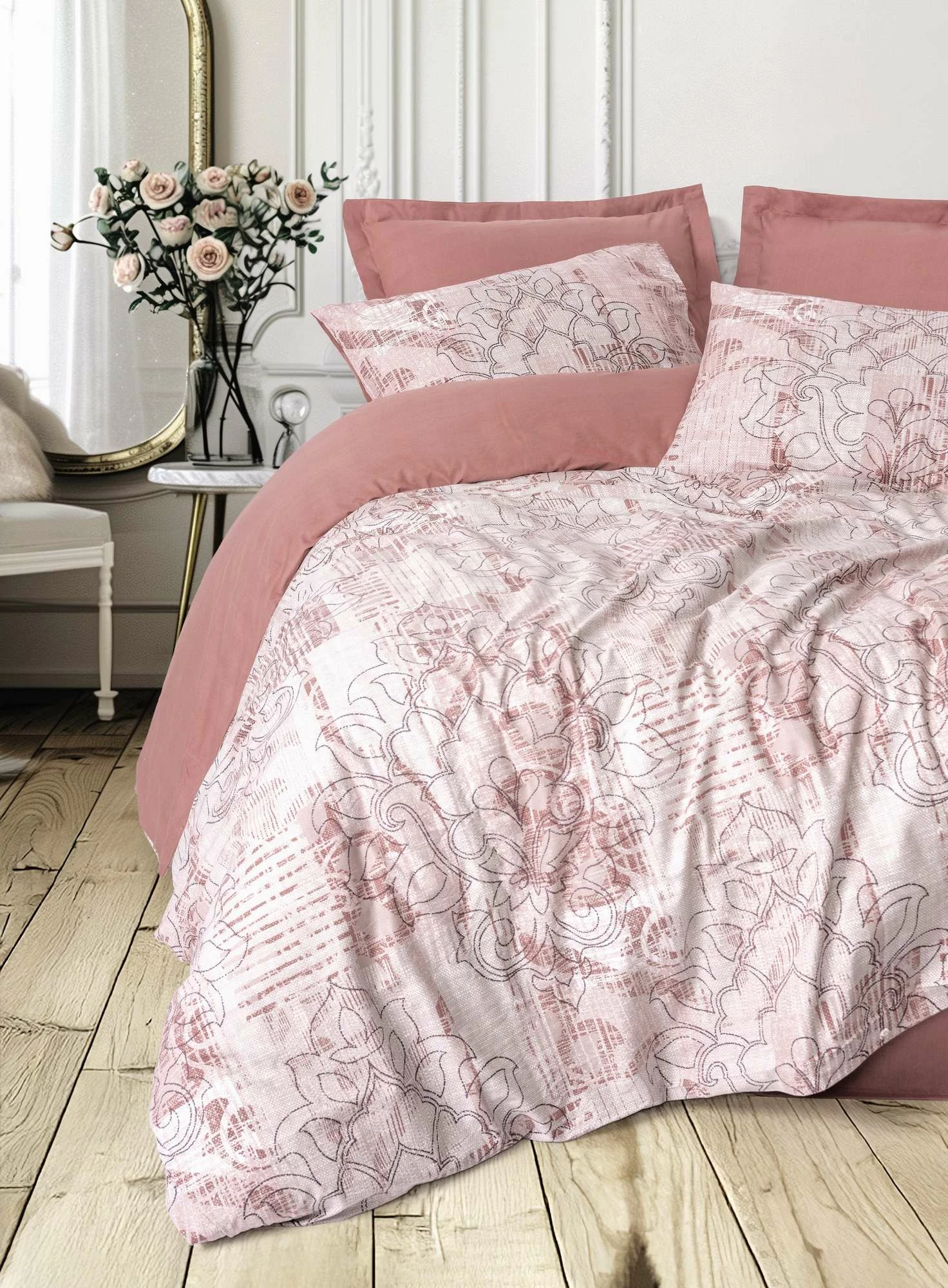 Set mbulesë për jorgan dopio, ngjyrë dusty rose, L'Essentiel Linge de Maison, Livara