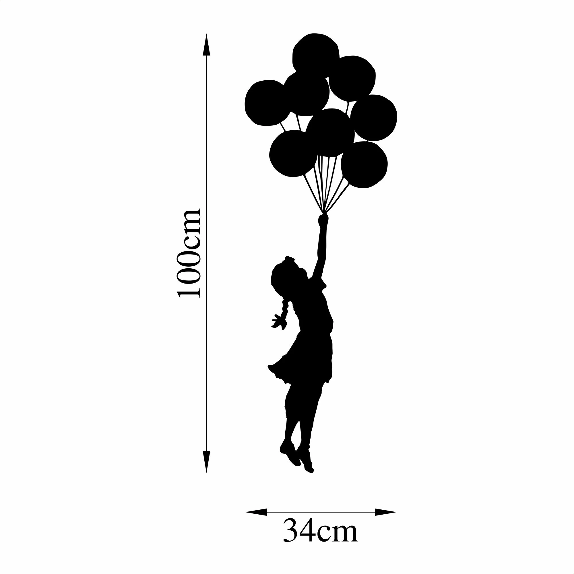 Aksesor dekorativ metalik për mur, Wallity Banksy - 12, ngjyrë e zezë, 100x34cm
