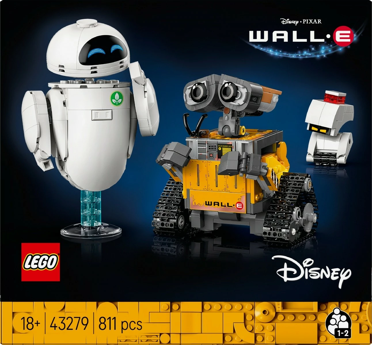 Set LEGO Disney Pixar WALL-E dhe EWA 43279, 811 pjesë, për të rritur