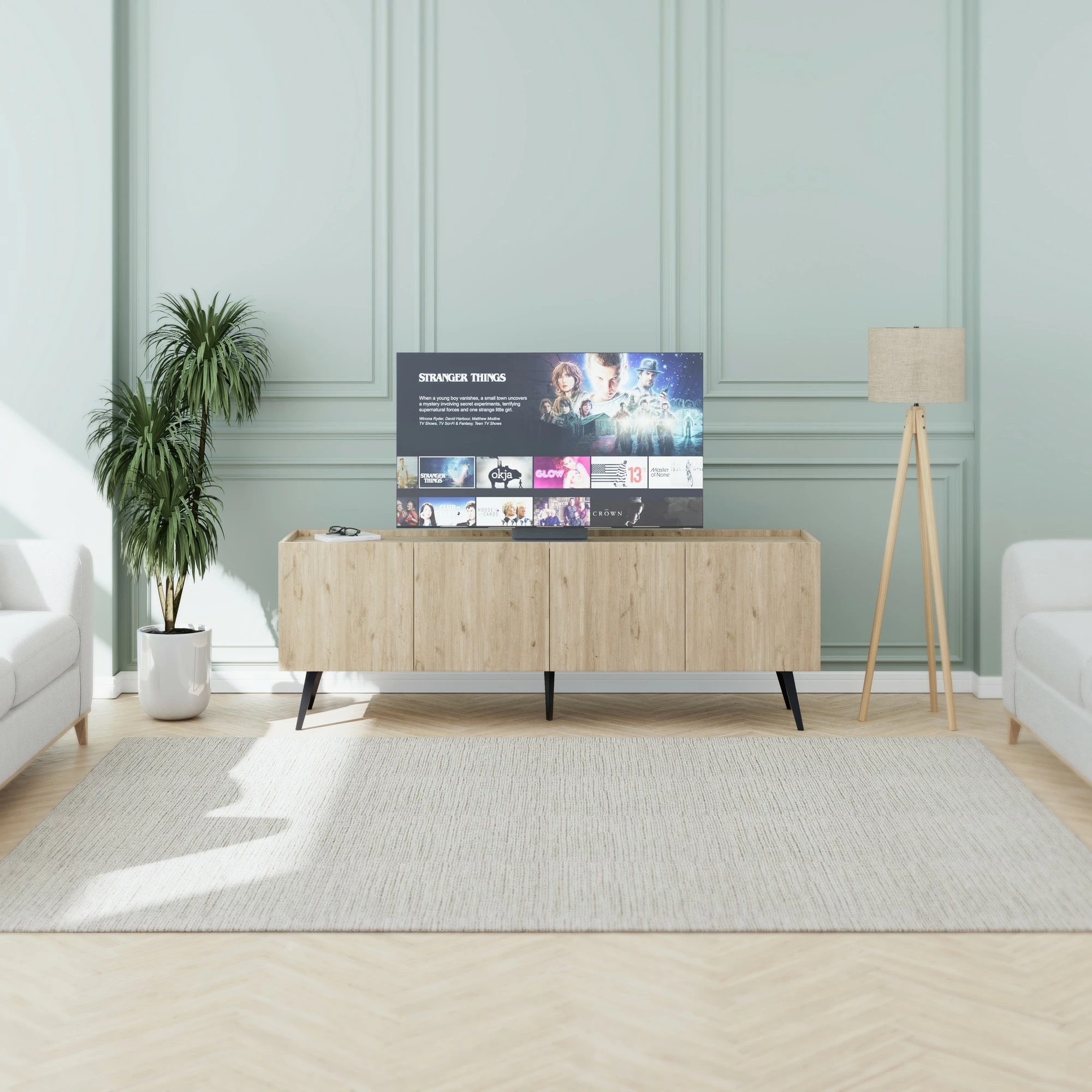 Komodë për TV, ngjyrë lisi, Hanah Home, Tvc-740-Ff-1