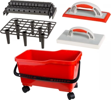 Set për qeramikë Proline 61631, 22 L, me aksesorë dhe karrocë, e kuqe, 1 set