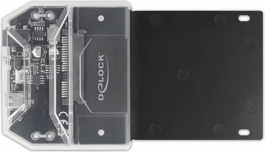 Docking station DeLOCK SuperSpeed, USB-C, për 1x 2.5" SATA HDD/SSD, 5 Gbps, e zezë/transparent
