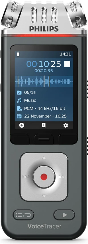 Diktafon Philips DVT 6115, USB 2.0, dalje për kufje, zi/gri