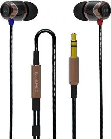 Kufje in-ear SoundMagic E10C, 3.5mm, me mikrofon dhe komandë, kabllo 1.2 m, kafe, me kuti