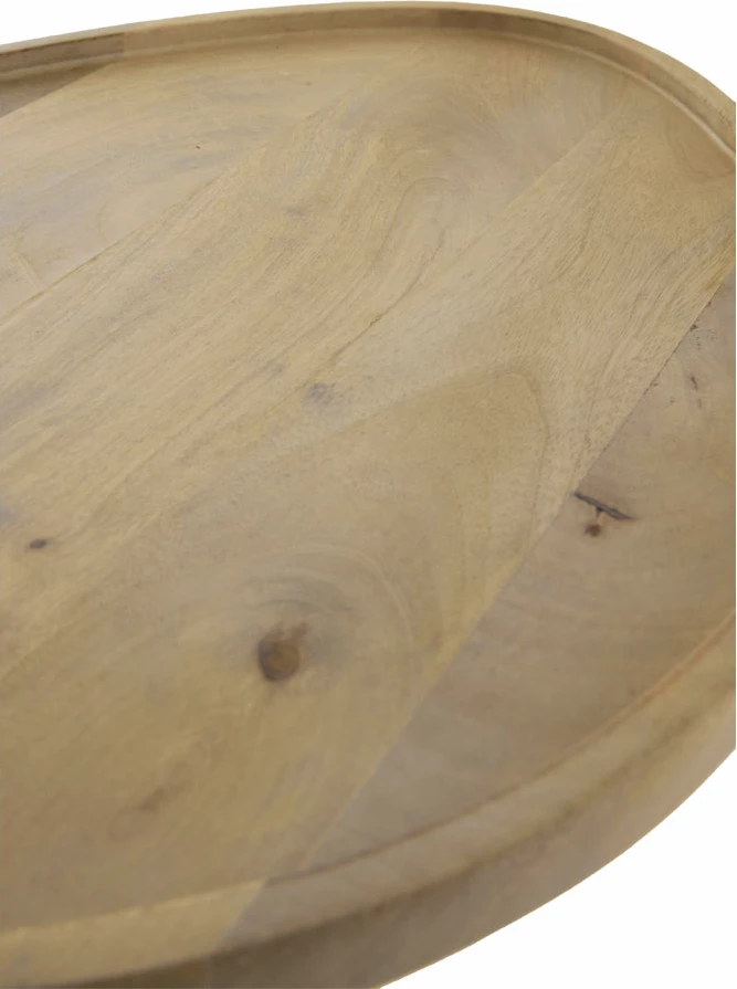 Tavolinë anësore Pilea, dru mango natyral, mermer i bardhë, 56x43x56