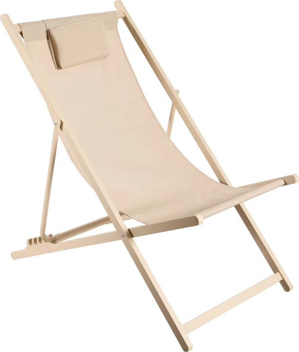 Shezlong profesional Corte, dru ahu, alumin, tekstilene, kapuçino-kafe