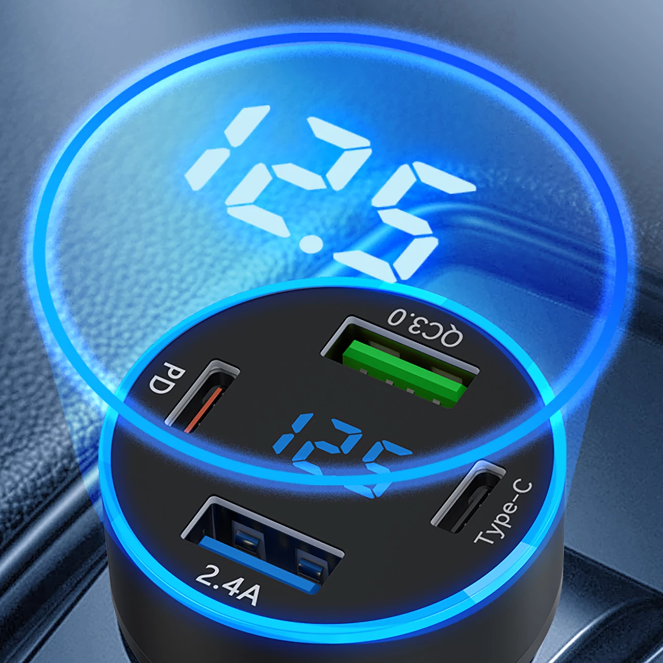 Karikues veture Wozinsky WDCCB, 50W, 2xUSB-C / 2xUSB-A, me ekran, i zi