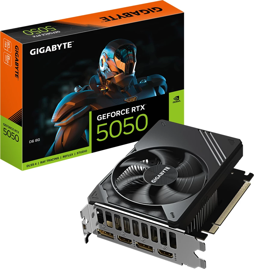 Kartelë grafike GIGABYTE GeForce RTX 5050 D6 8GB GDDR6, 128-bit, PCIe 5.0, 2xDP, 2xHDMI, 1x8-pin
