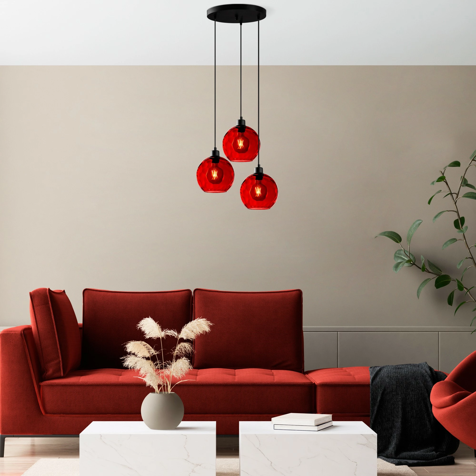 Llambë tavani Opviq Benek, metal i kuq, 44x44x120cm