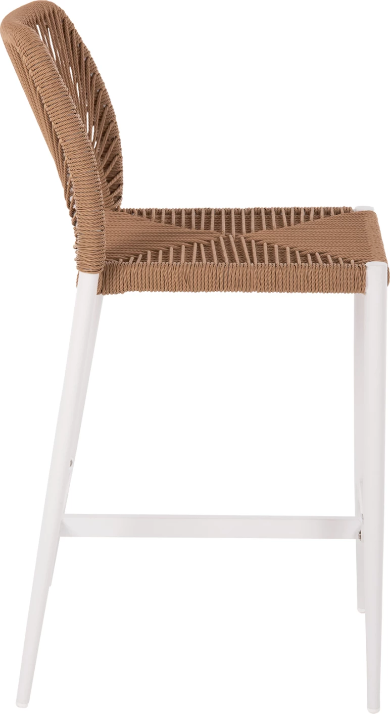 Karrige për bar, lartësi mesatare, FH5920.01, alumin i bardhë me ratan sintetik bezhë, 46x58x95H cm