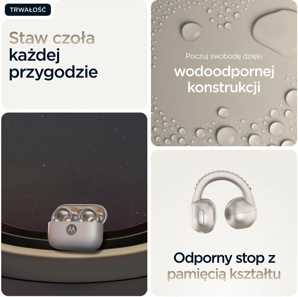 Kufje Bluetooth Motorola Moto Buds Loop by Swarovski PG38C07172, 37h bateri, mikrofon, French Oak/bezhë