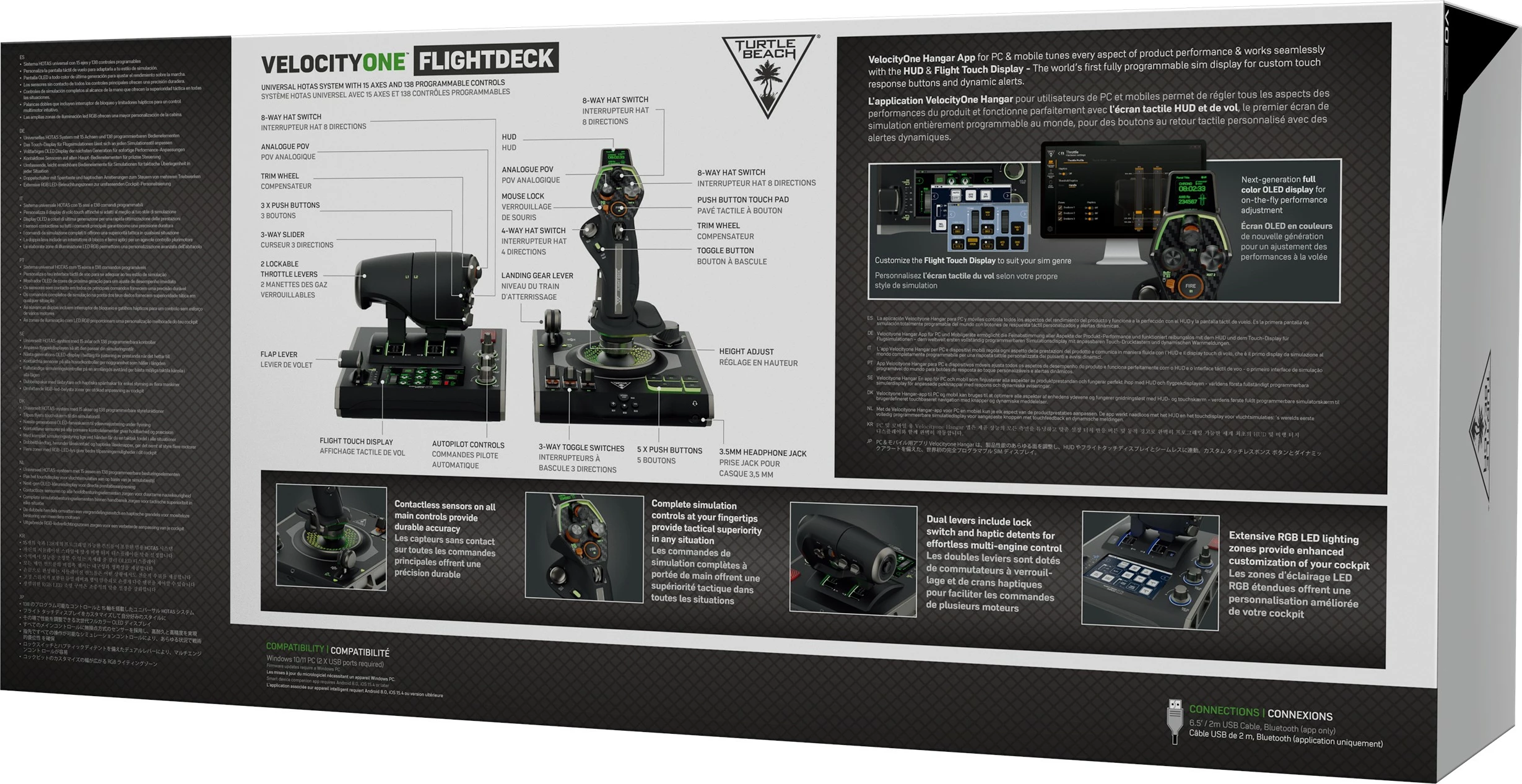 Joystick Turtle Beach VelocityOne Flightstick, PC, me ekran OLED, me kabllo, i zi