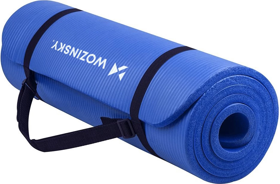 Tapet ushtrimesh/joga Wozinsky WNSP-BLUE 181x63x0.9 cm NBR, me rrip dhe çantë, blu