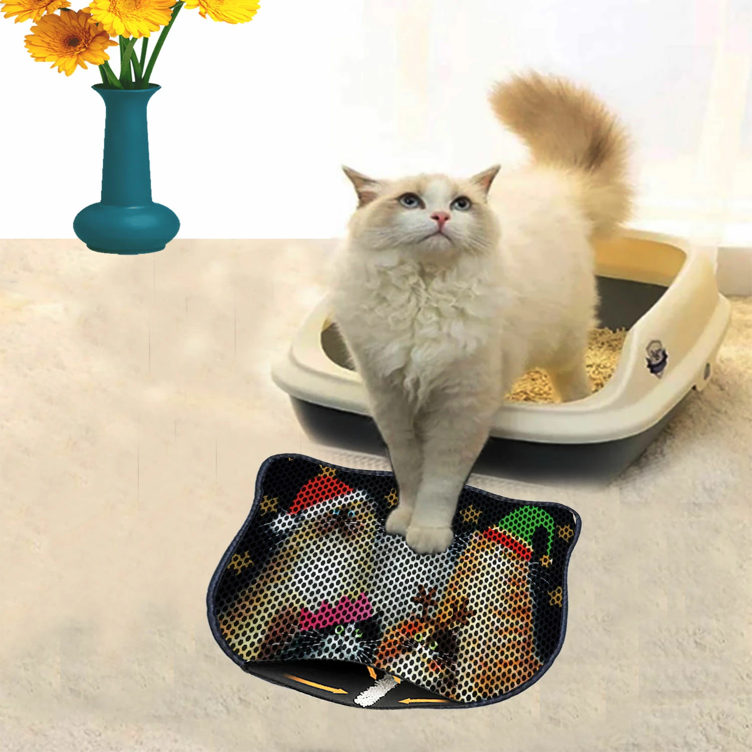 Tapet për rërë mace, shumëngjyrësh, Paws & Whiskers, Kdkafa0168, 40x50cm