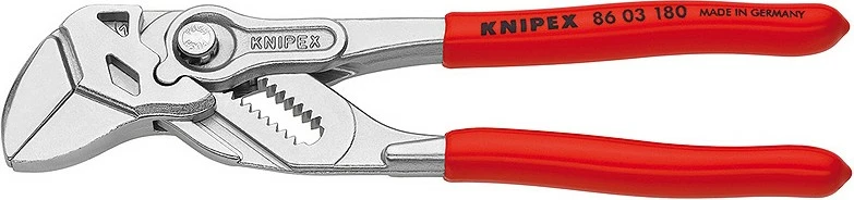 Knipex slip-joint pinca 180mm, krom-vanadium, dorezë plastike, e kuqe