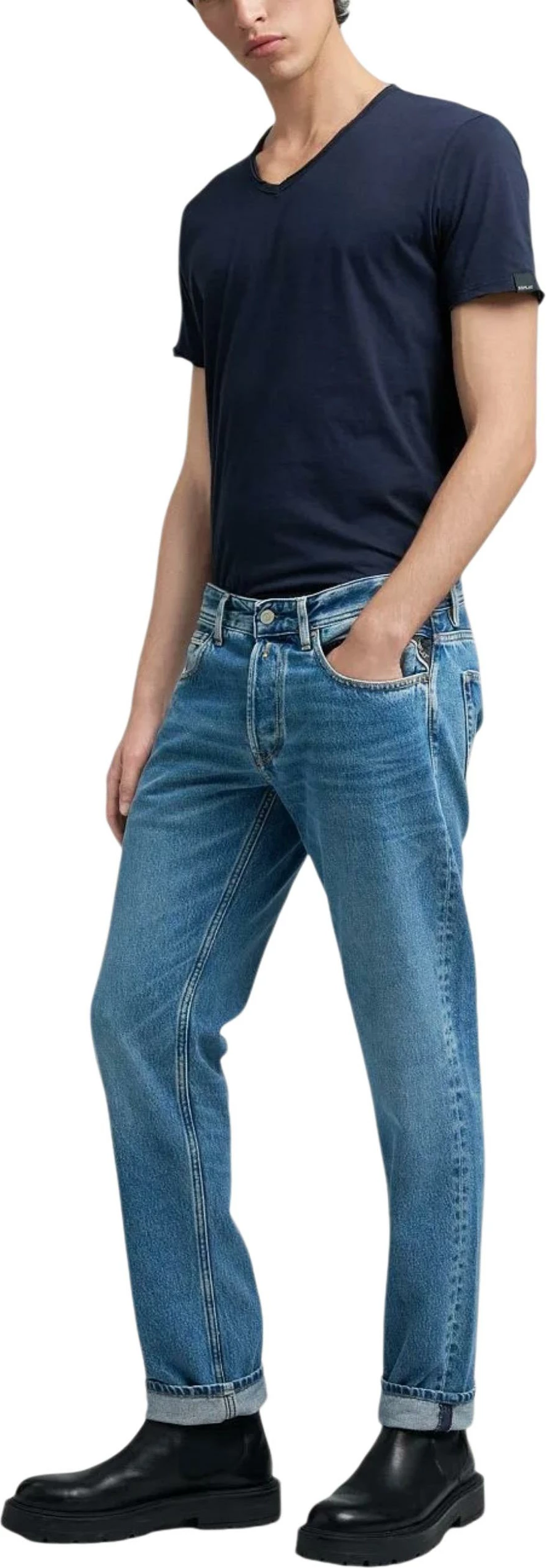 Xhinse slim për meshkuj Replay STRAIGHT MA972 .000.886 0C2, blu denim e çelët [Madhësia: W29 L32]