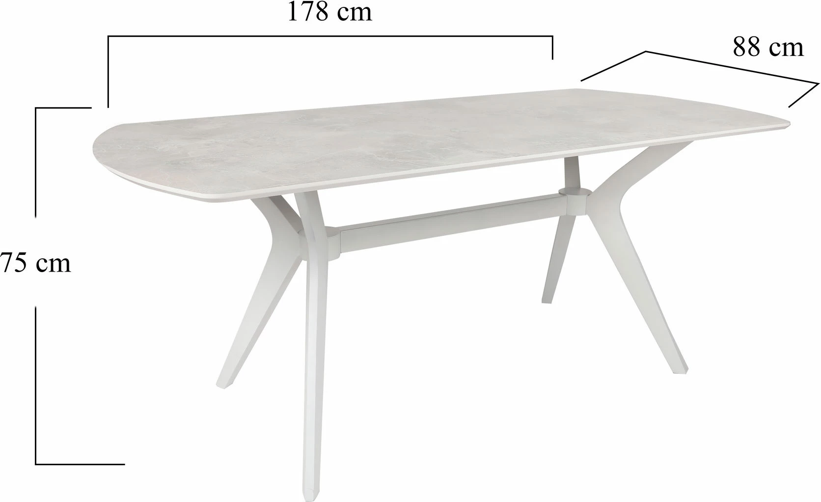 Tavolinë ngrënieje Hanah Home, Ares 1042, ngjyrë antracit, 180x80x75cm