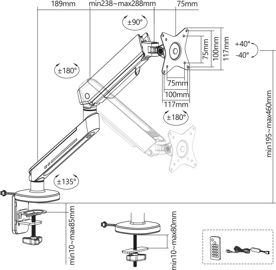 Mbajtës gaming për monitor Maclean NanoRS RS165, me LED RGB, i zi