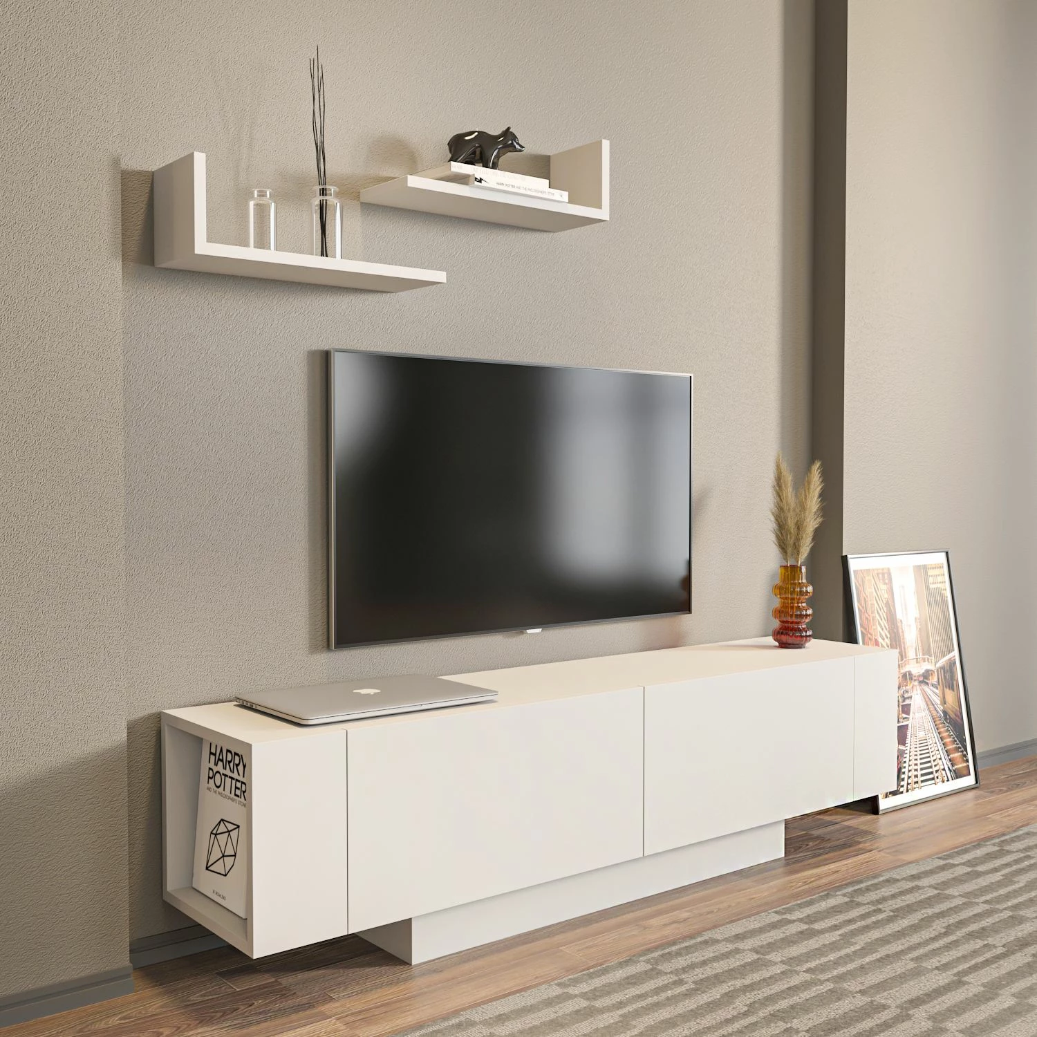 Komodë TV Hanah Home, Ekol, e bardhë