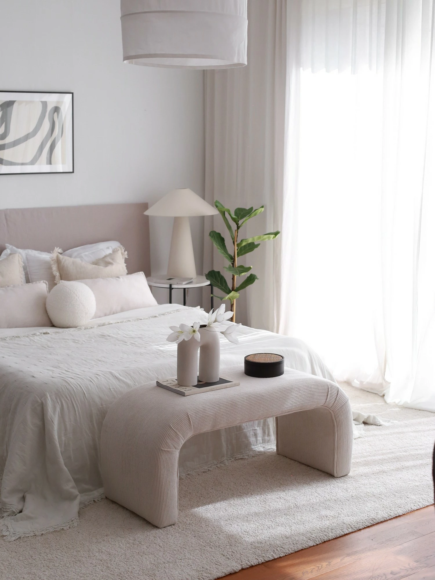 Pouf Atelier del Sofa, Nu Bench fitilli, ngjyrë e bardhë