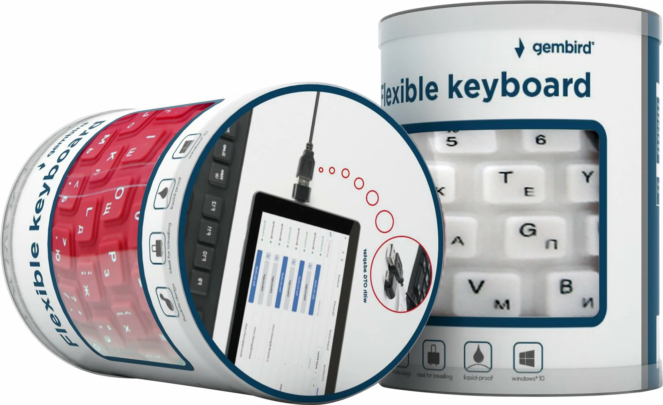 Tastierë fleksibile Gembird KB-109F-B, 109 taste, USB/PS2, e zezë