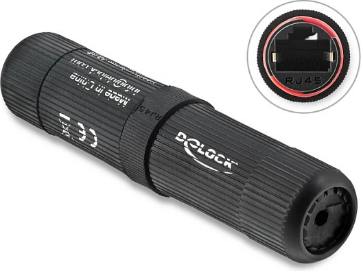 Kuplues rrjeti DeLOCK RJ45-RJ45 Cat6 me filetë M16, IP68, i zi