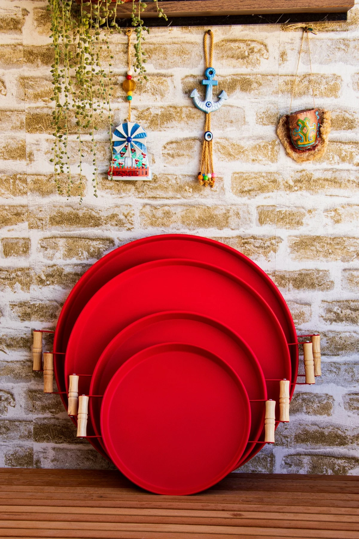Set tabakash të kuqe, 4 copë, Hermia Concept, M0259 - KR