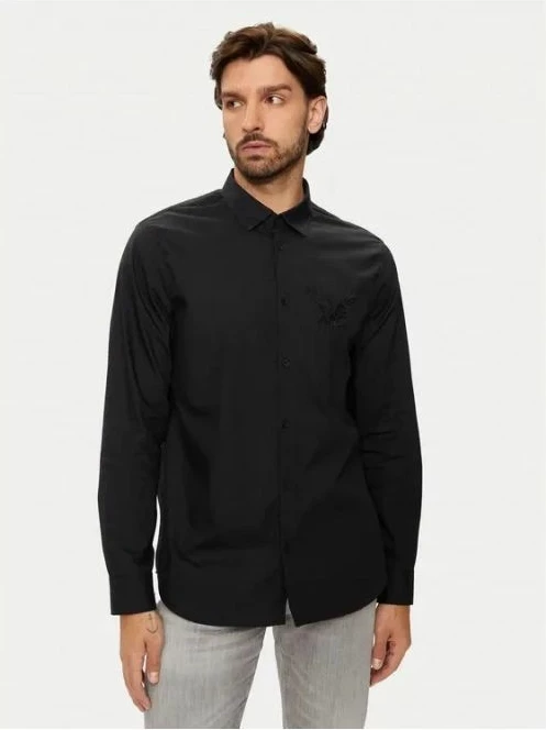 Këmishë për meshkuj Armani Exchange, e zezë