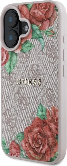 Mbështjellës Guess GUHMP16SP4ROPEMCP për iPhone 16 6.1", hardcase, MagSafe, rozë