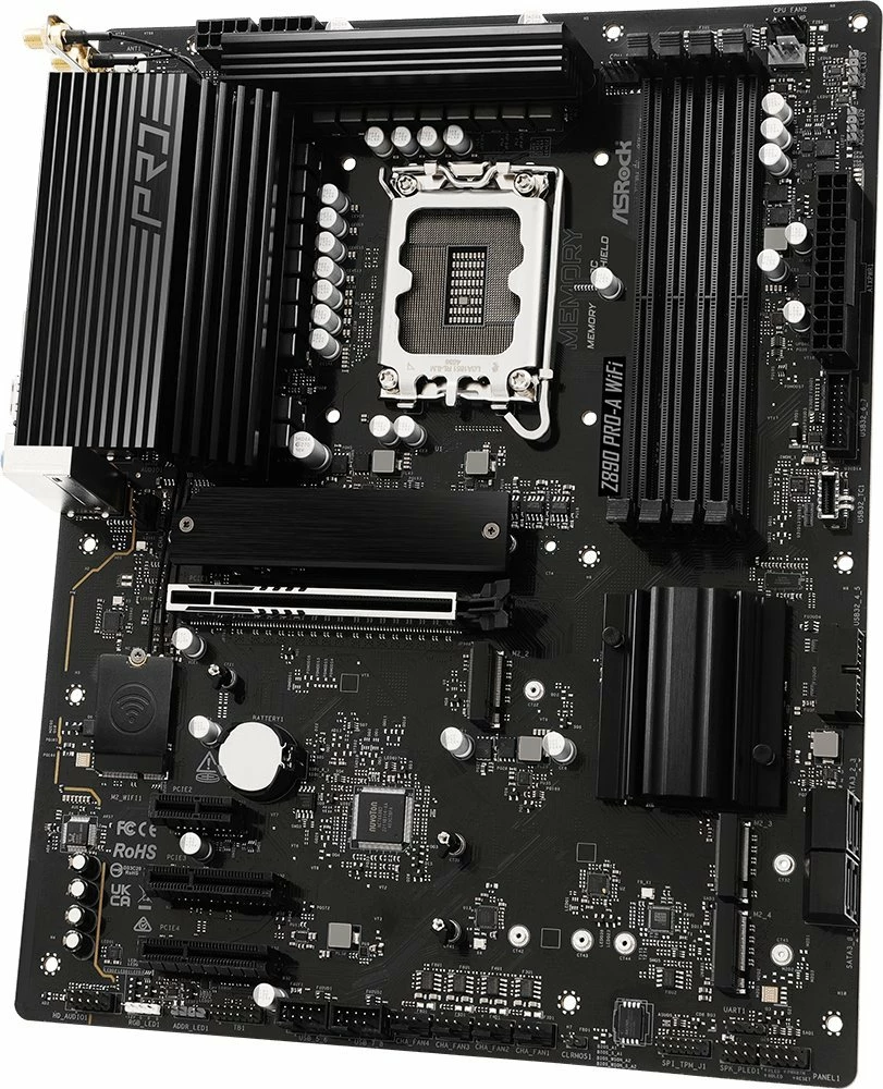 Pllakë amë ASRock Z890 Pro-A WiFi, ATX, Wi‑Fi 6E, Bluetooth, Thunderbolt 4, 256GB RAM max, e zezë, me 2 antena WiFi + 2 kabllo SATA