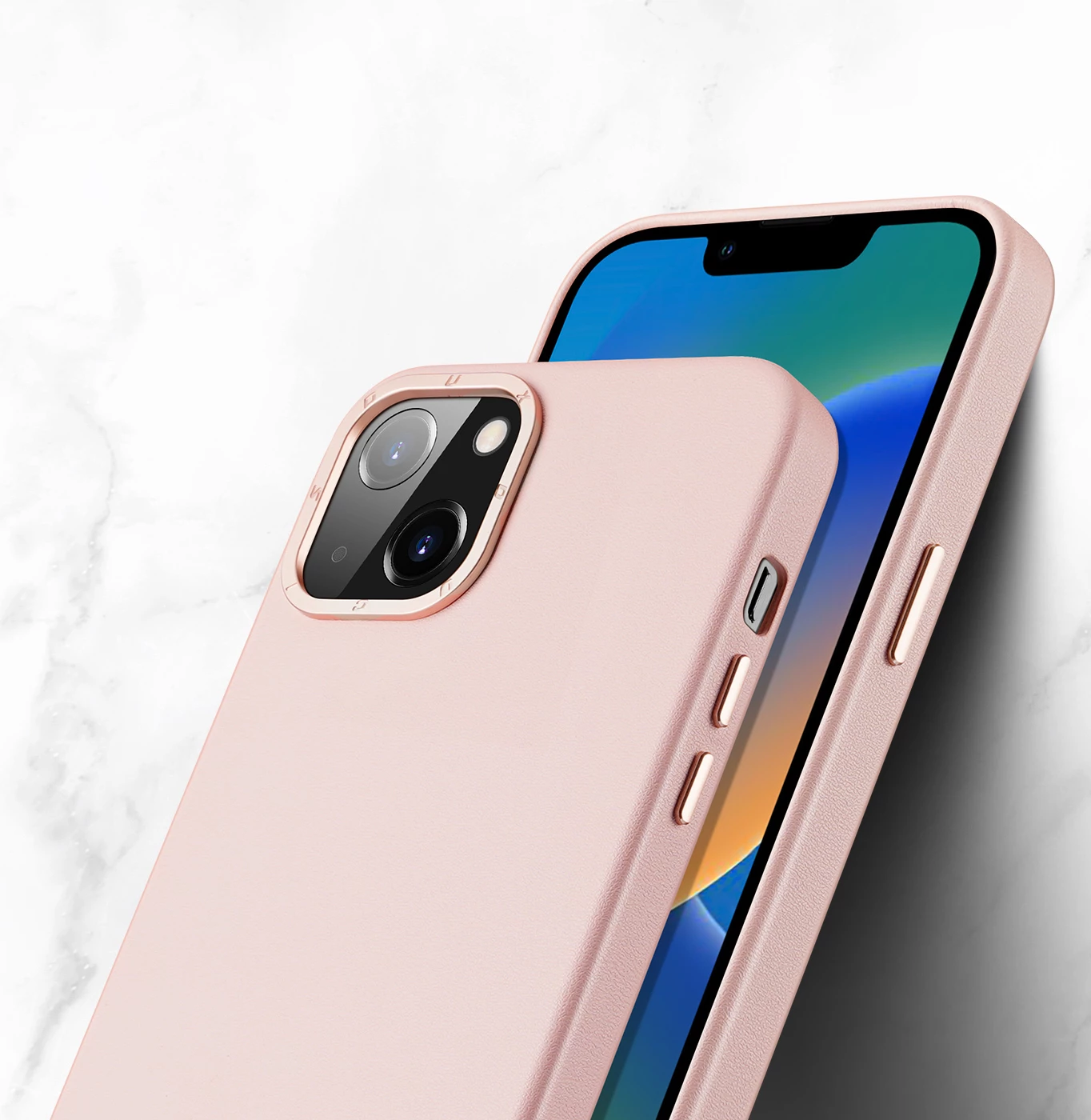 Mbështjellës Dux Ducis Grit për iPhone 14 Plus, lëkurë ekologjike, MagSafe, rozë