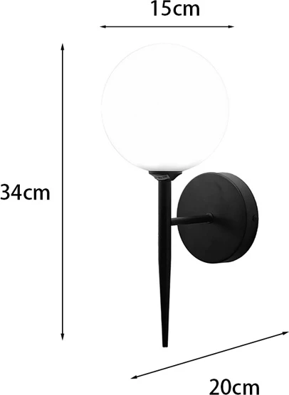Llambë muri Kerlibin, metal, ngjyrë e zezë-bardhë, 13x18x34cm