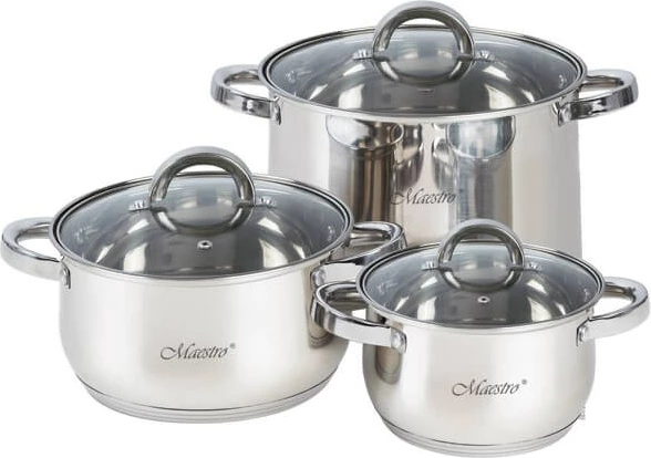 Set me 3 tenxhere Maestro MR-2120-6L, çelik inox