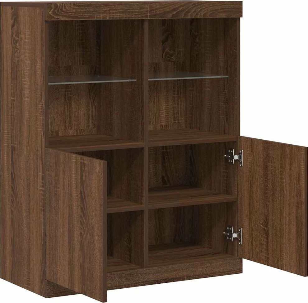 Kabinet vidaXL 81x37x100 cm, 2 dyer, 4 ndarje të hapura, dru kompozit, kafe lis