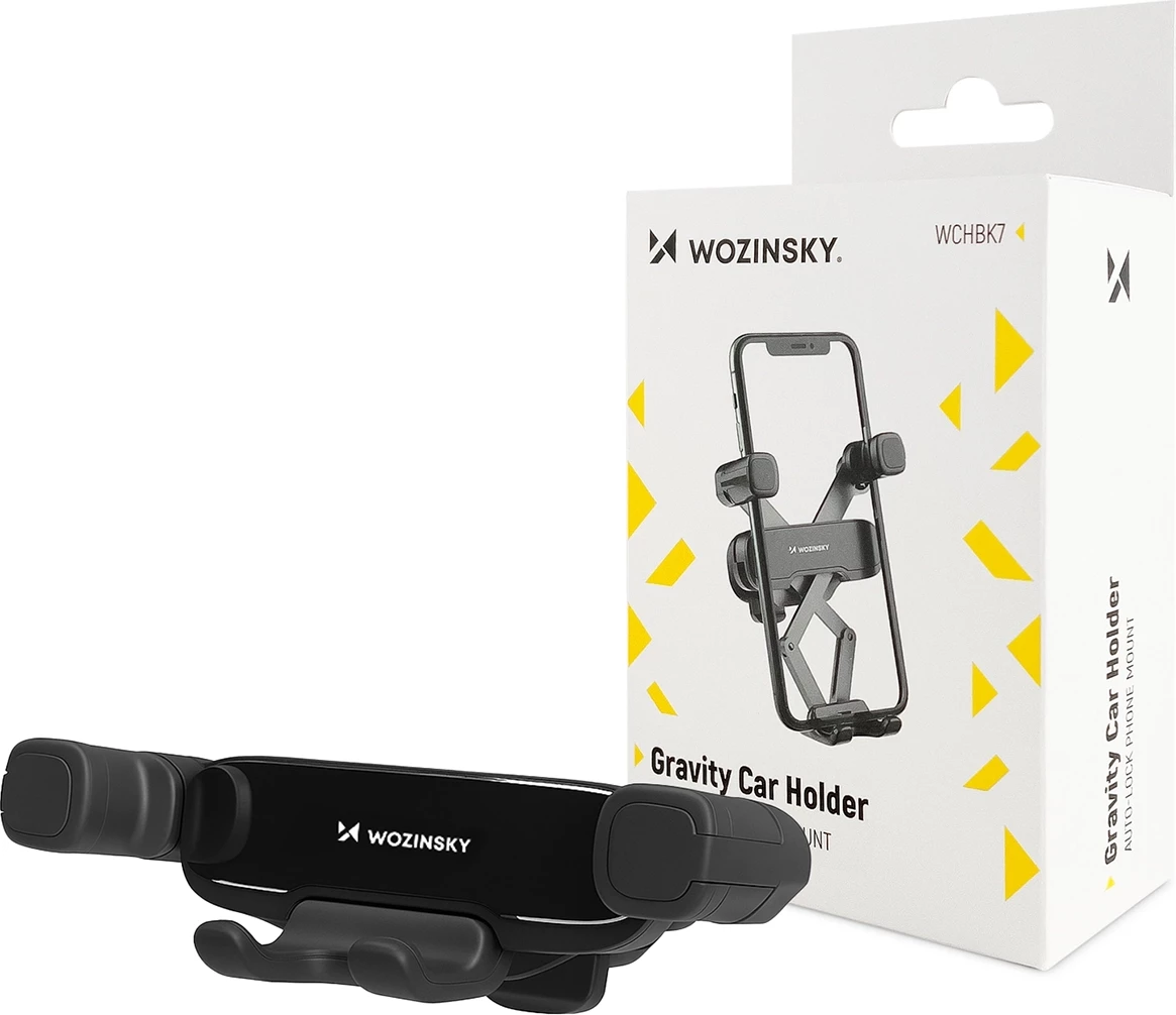 Mbështjellës telefoni për veturë Wozinsky WCHBK7, gravitacional, për grilë ajrimi, i zi