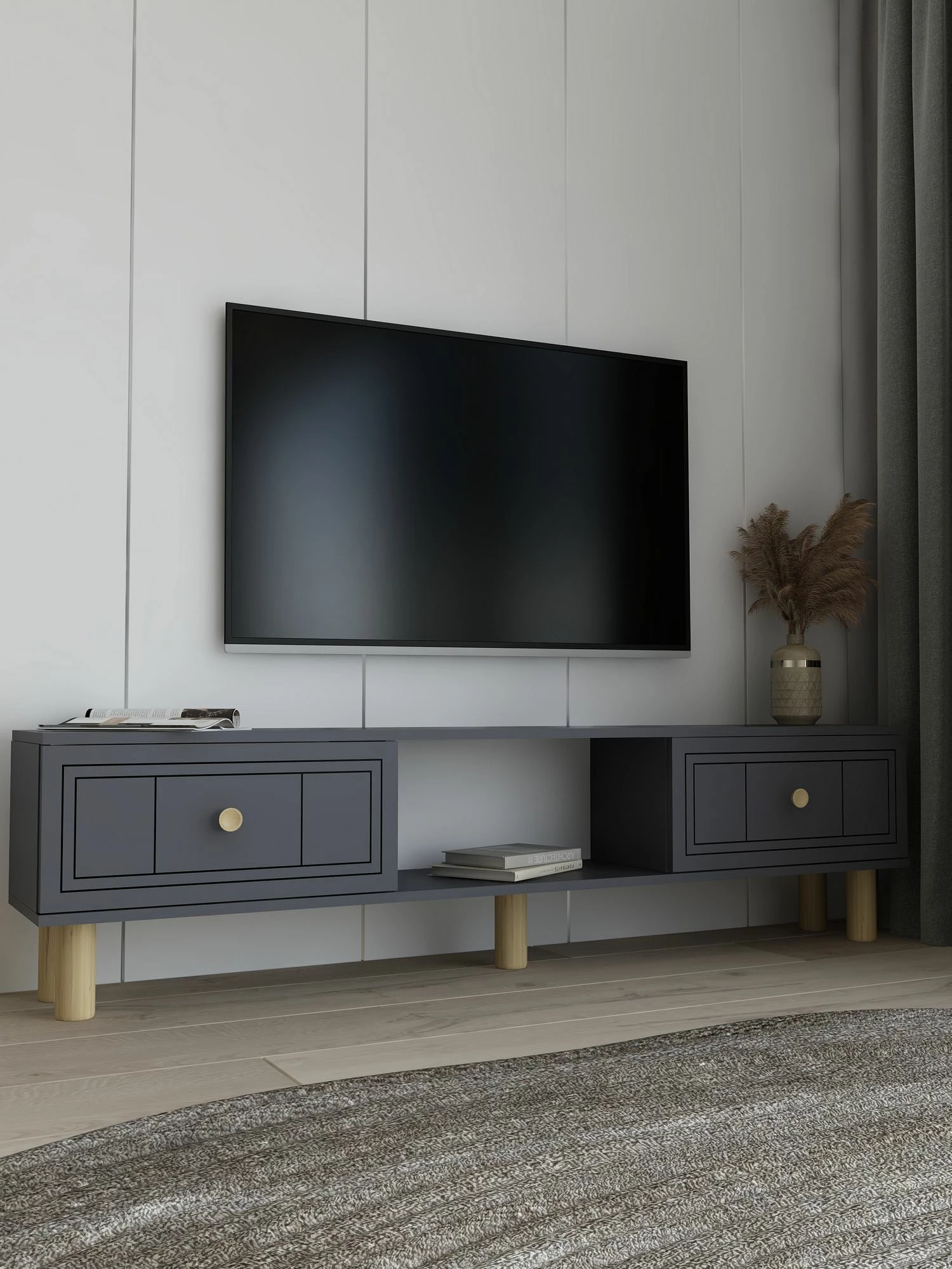 Komodë për TV Dario Bohem, ngjyrë antracit, Skye Decor